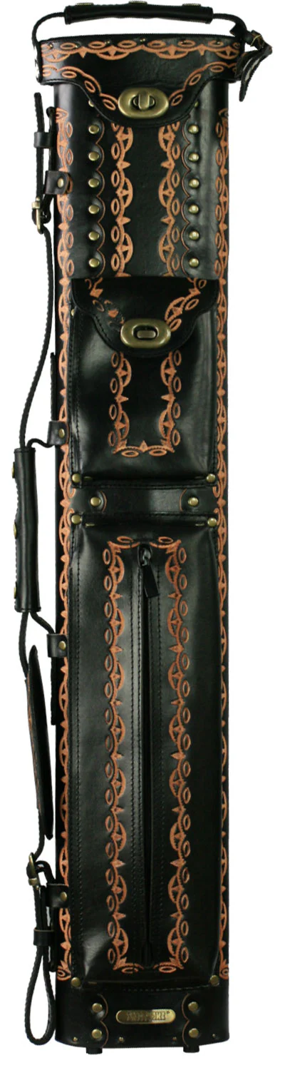 Instroke D01 Black Hand Tooled 3x5 Pool Cue Case - 35D01BKH - Image 2