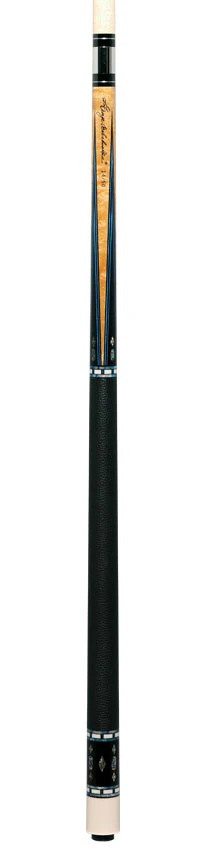 Balabushka SLE Series Birdseye Maple Forearm and Ebony Points with Blue Veneers and Abalone Inlays Pool Cue with Textured Leather Wrap - Image 6