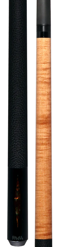 Bull Carbon Gold Stained Maple with Gold Genuine Shell Inlays Play Cue with Textured Leather Wrap - Image 5