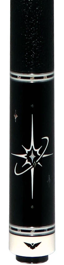 Cueroc ZiWei Star Dymond Ebony Wood with White Shell Points Pool Cue with Black Shark Wrap - Image 2