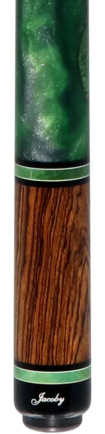 Jacoby Bocote with Green Impregnated Burl No Wrap Pool Cue with Carbon Shaft - Image 2