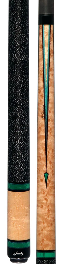 Jacoby Custom Birdseye Maple and Malachite Inlays Pool Cue with Irish Linen Wrap and Jacoby Black Carbon Shaft - Image 5