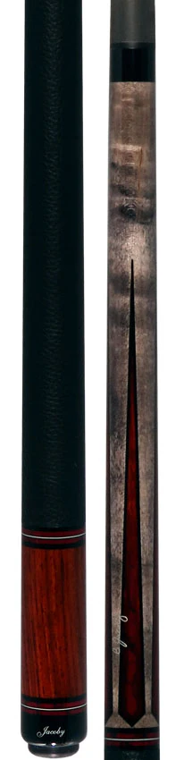 Jacoby Custom Birdseye Maple with Ebony and Cocobolo/ Bloody Jasper Points Pool Cue with Black Bull Hide Wrap and Jacoby Black Carbon Shaft - Image 5
