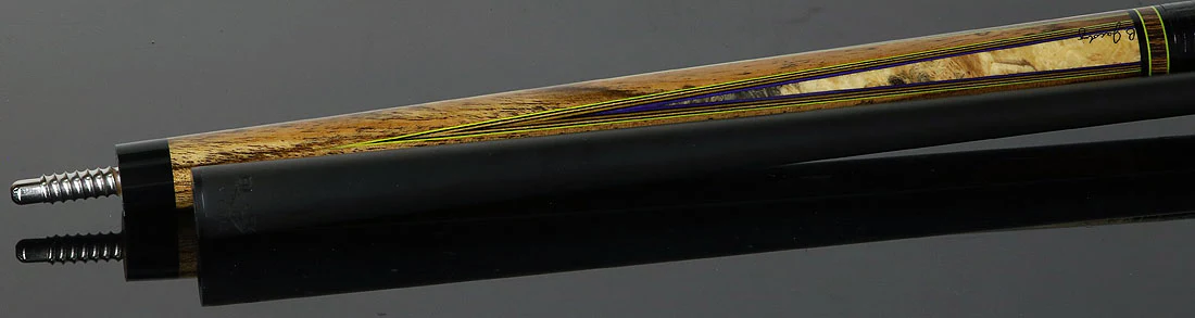 Jacoby Custom Bocote and Buckeye Burl Pool Cue with Black Lizard Wrap and Jacoby Black Carbon Shaft - Image 4
