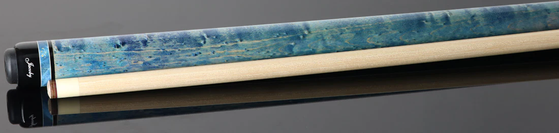 Jacoby Custom Honey and Teal-Stained Birdseye Maple with Impregnated Burl Points Play Cue - 1024-265 - Image 2