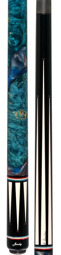 Jacoby Ebony with White Juma Points and Impregnated Burl No Wrap Pool Cue with Carbon Shaft - Image 5