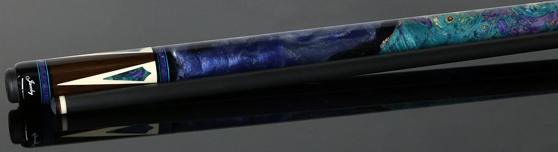 Jacoby Ziricote with White Juma Points and Impregnated Burl No Wrap Pool Cue with Carbon Shaft - Image 3