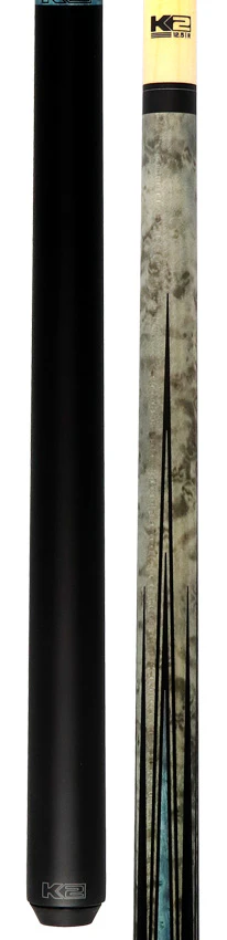 K2 Matte Gray-Stained Maple and Blue Points No Wrap Graphic Pool Cue with 12.50mm LD Shaft - KLLE1N - Image 3