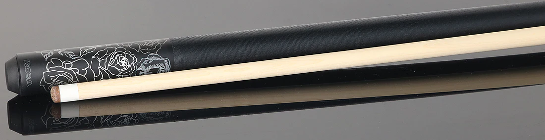 KODA Matte Black with Silver Rose Graphic Play Cue and Irish Linen Wrap - Image 3