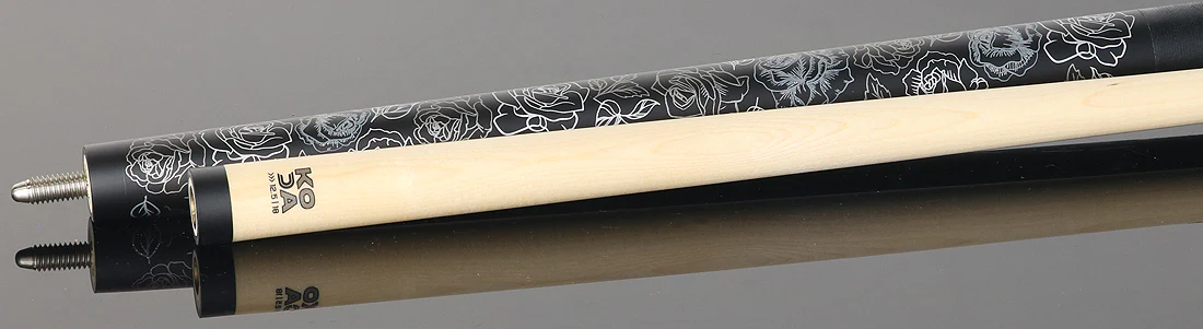 KODA Matte Black with Silver Rose Graphic Play Cue and Irish Linen Wrap - Image 4