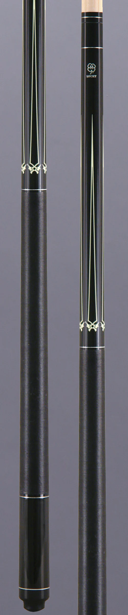 Lucky Black with 4 Points Graphic Pool Cue with Linen Wrap- L16 - Image 2