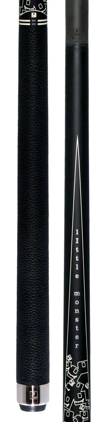 Little Monster Matte Black with 2 White Points Graphics Play Cue with Leather Wrap and Carbon Fiber Shaft - Image 5