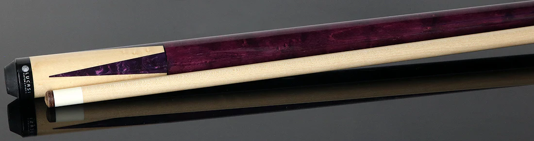 Lucasi Zero Flexpoint Natural Birdseye Maple with Purple Crush Inlays and Purple Birdseye Wrapless Pool Cue - LZC17 - Image 3