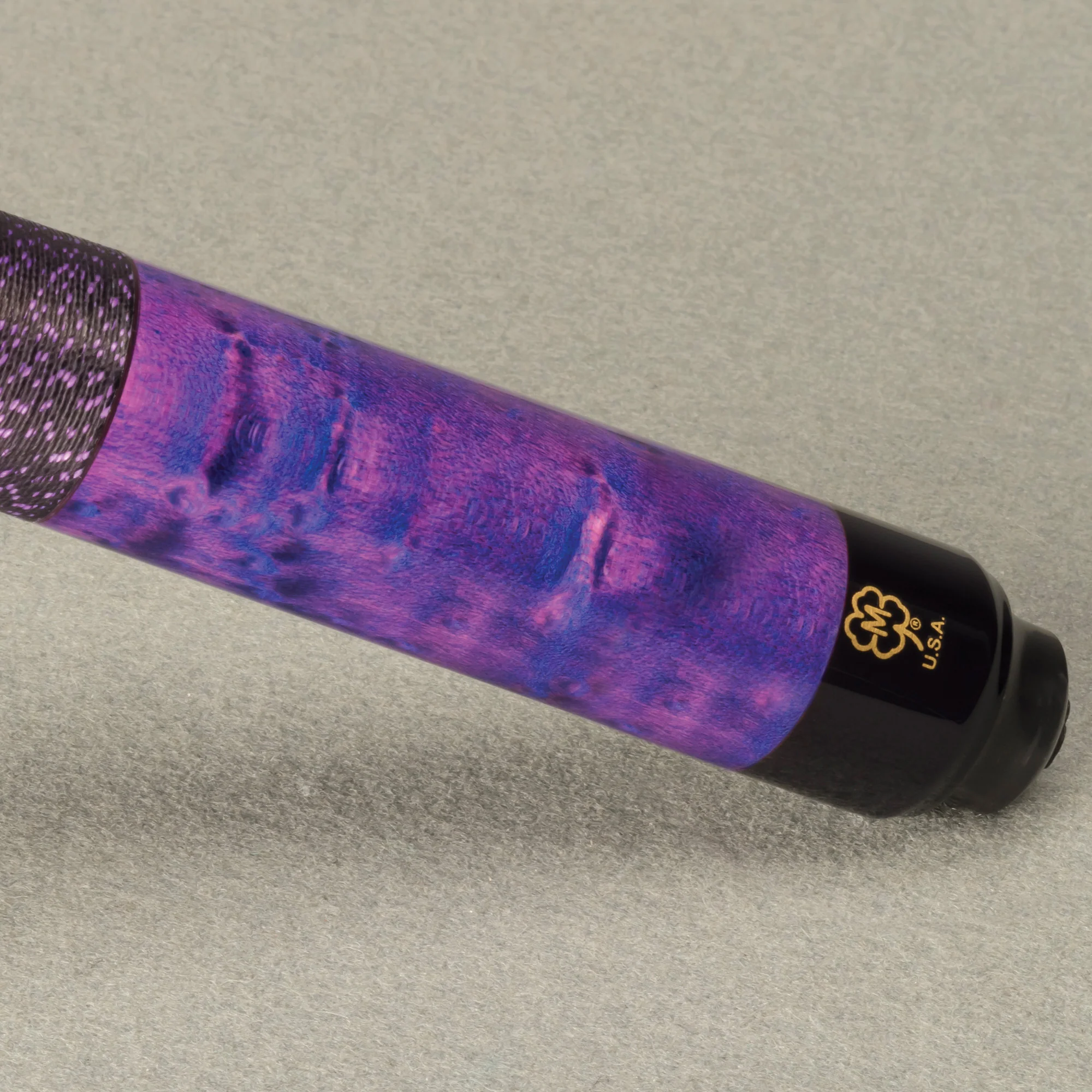 McDermott GS Series Double Washed Purple/Blue Birdseye Maple Play Cue with Irish Linen Wrap - Image 2