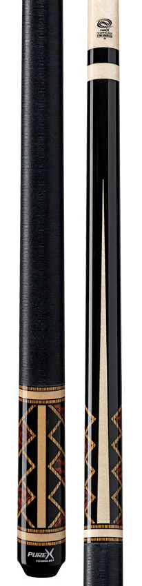 Pure X Midnight Black and Natural Maple with Bocote and Thuya Burl Graphic Pool Cue with Linen Wrap - Image 3