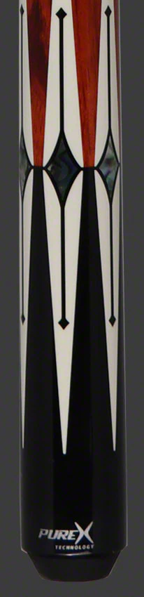 PureX Technology Pool Cue - Black 6 Pt. with Imitation Bone, Cocobolo and Abalone Diamond Insets Graphics - HXTE1 - Image 2