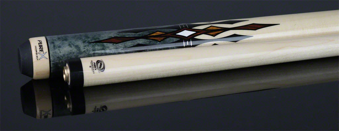 PureX Technology Pool Cue - Grey Stained Birdseye Maple with Cocobolo, Bocote and Imitation Bone Graphics - HXTE11 - Image 6