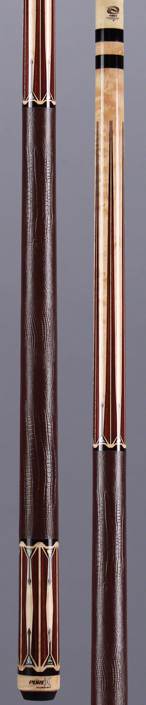 PureX Technology Pool Cue - Natural Birdseye Maple with Cocobolo, Black and Mother of Pearl Graphics - HXTE4 - Image 2