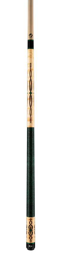 Viking Helix Series Khaki-Stained Birdseye Maple with 80 Banded Malachite and Black Inlays Play Cue - HL0504 - Image 4