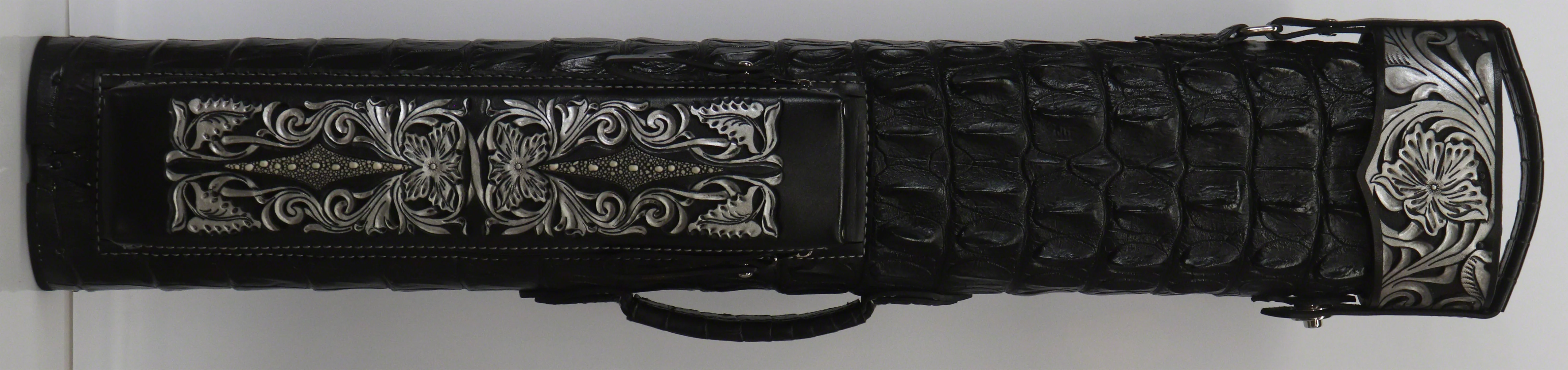 Volturi Custom Hornback Croc Black 4x8 Hard Pool Cue Case - VCBKHC4X8 - Image 5
