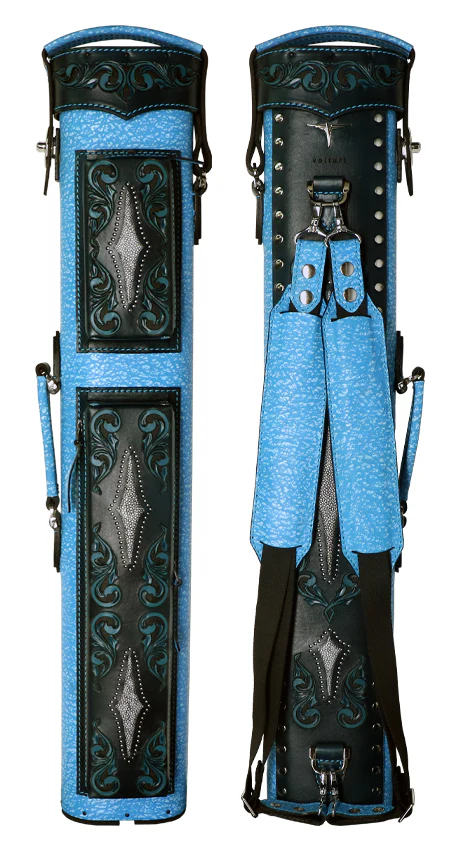 Volturi Custom Venice Style Turquoise 3x6 Hard Pool Cue Case - Image 2